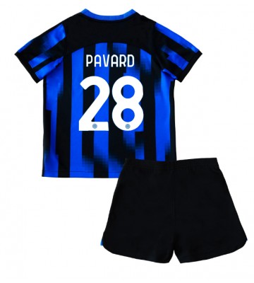 Inter Milan Benjamin Pavard #28 Koti Pelipaita Lasten 2023-24 Lyhyet Hihat (+ Lyhyet housut)